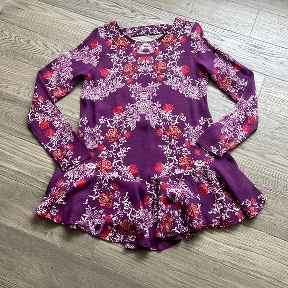 🔥free People🔥 | Purple floral Smooth Talker plumberry tunic dress - Picture 2 of 11